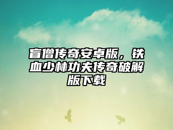 盲僧传奇安卓版，铁血少林功夫传奇破解版下载