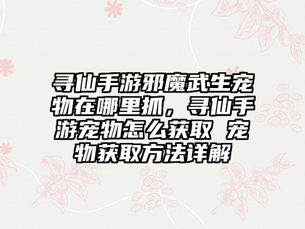 寻仙手游邪魔武生宠物在哪里抓，寻仙手游宠物怎么获取 宠物获取方法详解
