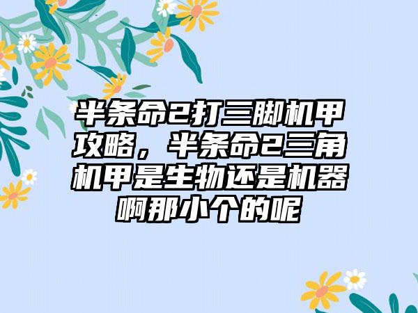 半条命2打三脚机甲攻略，半条命2三角机甲是生物还是机器啊那小个的呢