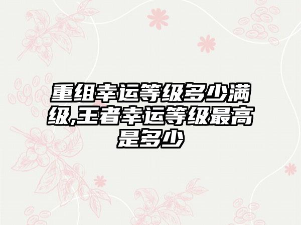 重组幸运等级多少满级,王者幸运等级最高是多少