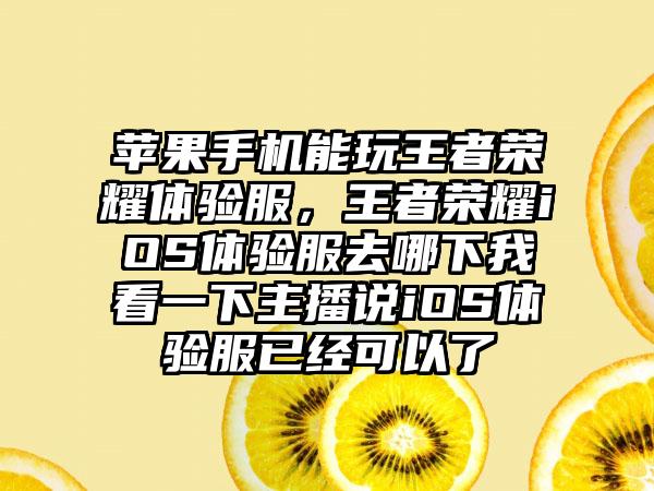 苹果手机能玩王者荣耀体验服，王者荣耀iOS体验服去哪下我看一下主播说iOS体验服已经可以了