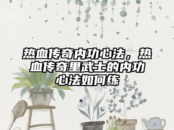 热血传奇内功心法，热血传奇里武士的内功心法如何练