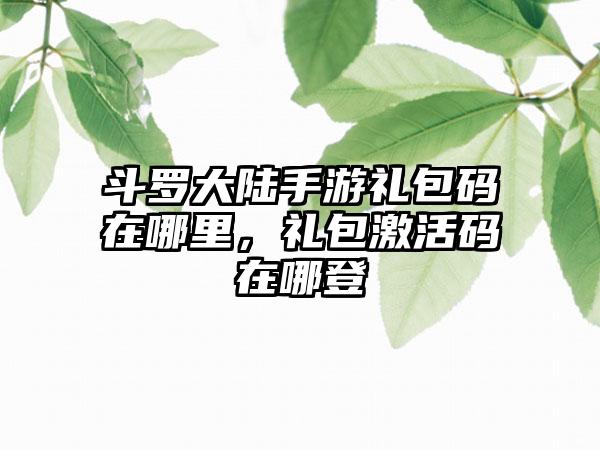斗罗大陆手游礼包码在哪里，礼包激活码在哪登
