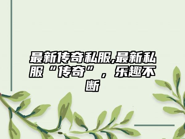 最新传奇私服,最新私服“传奇”，乐趣不断