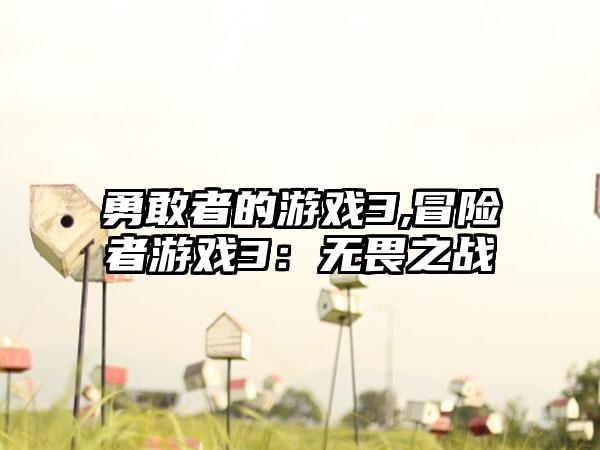 勇敢者的游戏3,冒险者游戏3：无畏之战