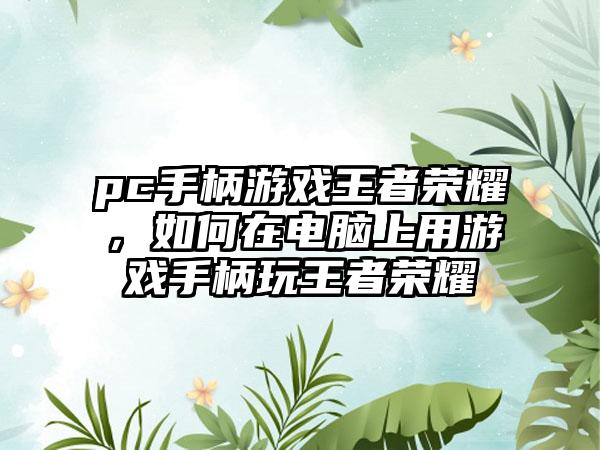 pc手柄游戏王者荣耀，如何在电脑上用游戏手柄玩王者荣耀