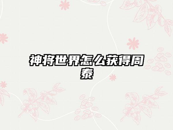 神将世界怎么获得周泰