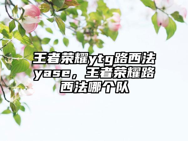 王者荣耀ytg路西法yase，王者荣耀路西法哪个队