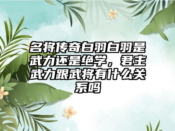 名将传奇白羽白羽是武力还是绝学，君主武力跟武将有什么关系吗