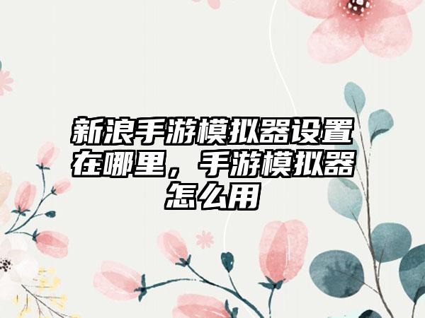 新浪手游模拟器设置在哪里，手游模拟器怎么用