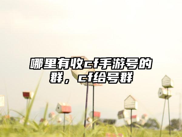 哪里有收cf手游号的群，cf给号群