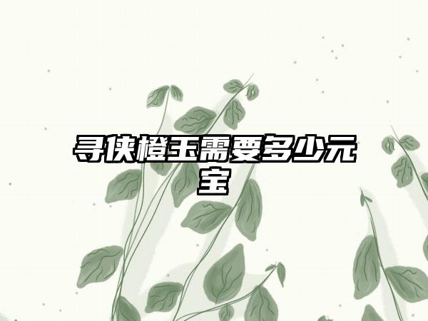 寻侠橙玉需要多少元宝