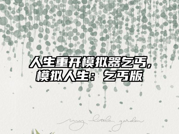 人生重开模拟器乞丐,模拟人生：乞丐版