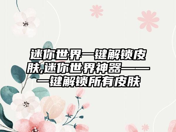 迷你世界一键解锁皮肤,迷你世界神器——一键解锁所有皮肤