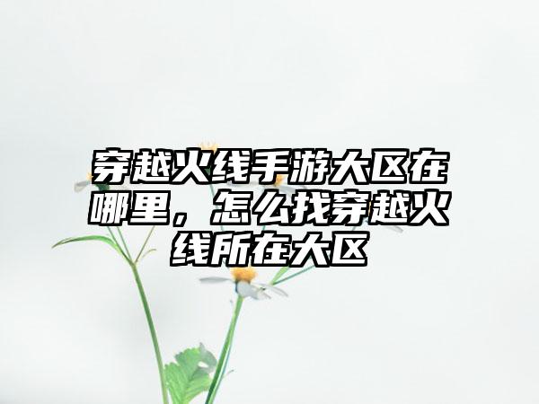 穿越火线手游大区在哪里，怎么找穿越火线所在大区