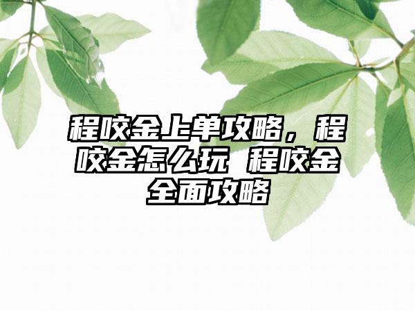 程咬金上单攻略，程咬金怎么玩 程咬金全面攻略