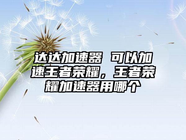 达达加速器 可以加速王者荣耀，王者荣耀加速器用哪个