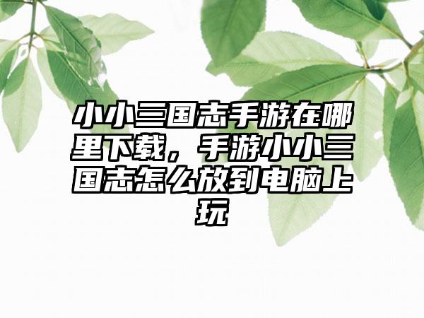 小小三国志手游在哪里下载，手游小小三国志怎么放到电脑上玩