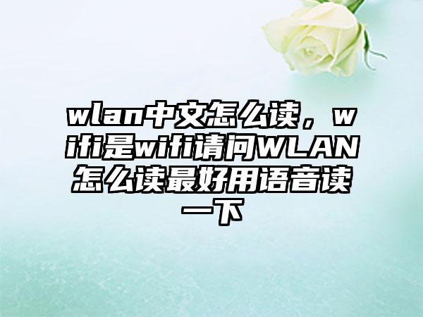 wlan中文怎么读，wifi是wifi请问WLAN怎么读最好用语音读一下