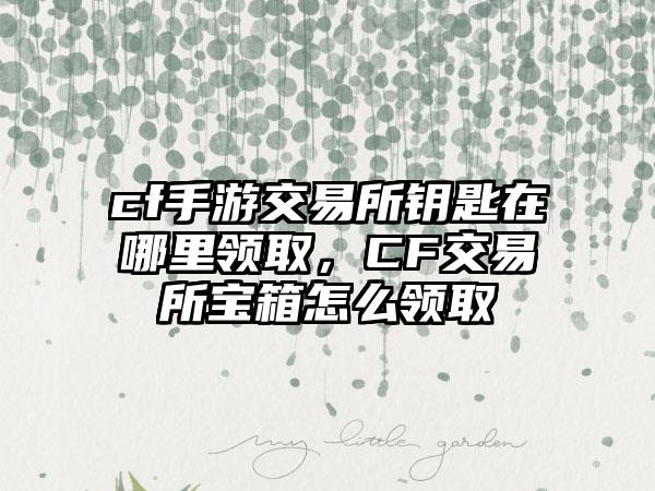 cf手游交易所钥匙在哪里领取,CF交易所宝箱怎么领取