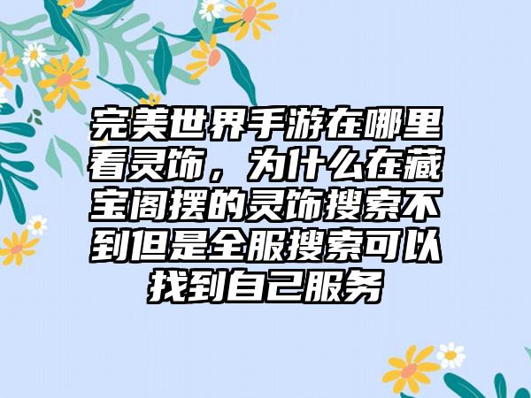 完美世界手游在哪里看灵饰，为什么在藏宝阁摆的灵饰搜索不到但是全服搜索可以找到自己服务