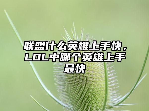 联盟什么英雄上手快，LOL中哪个英雄上手最快