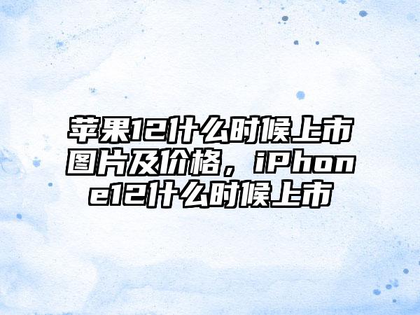苹果12什么时候上市图片及价格，iPhone12什么时候上市