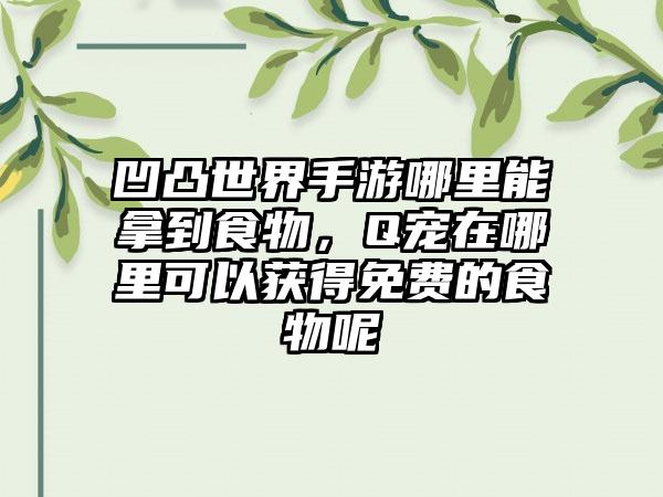 凹凸世界手游哪里能拿到食物，Q宠在哪里可以获得免费的食物呢