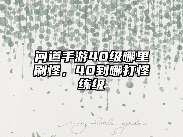 问道手游40级哪里刷怪，40到哪打怪练级