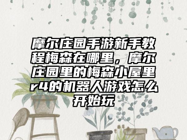 摩尔庄园手游新手教程梅森在哪里，摩尔庄园里的梅森小屋里r4的机器人游戏怎么开始玩