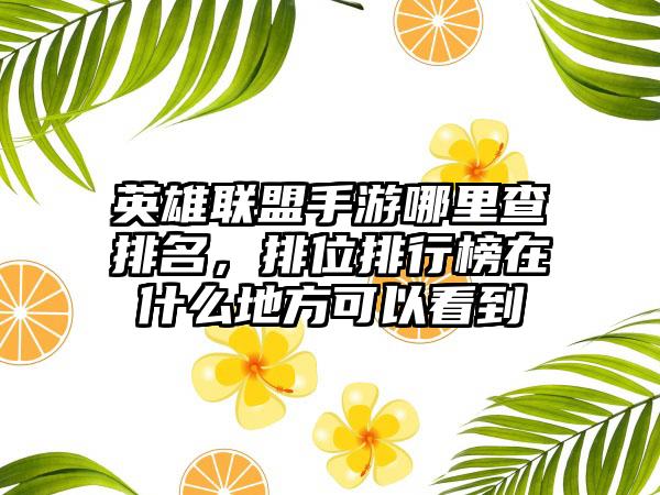 英雄联盟手游哪里查排名，排位排行榜在什么地方可以看到
