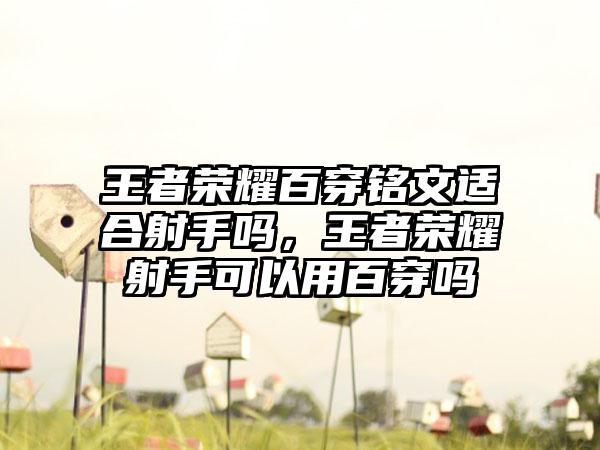 王者荣耀百穿铭文适合射手吗，王者荣耀射手可以用百穿吗