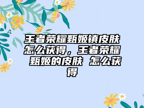 王者荣耀甄姬镇皮肤怎么获得，王者荣耀 甄姬的皮肤 怎么获得