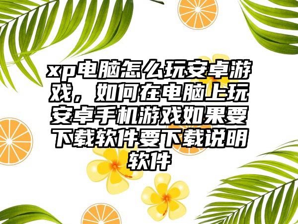 xp电脑怎么玩安卓游戏，如何在电脑上玩安卓手机游戏如果要下载软件要下载说明软件