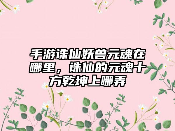 手游诛仙妖兽元魂在哪里，诛仙的元魂十方乾坤上哪弄