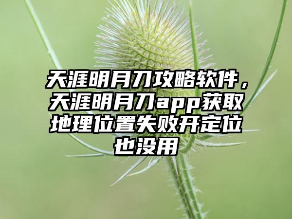 天涯明月刀攻略软件，天涯明月刀app获取地理位置失败开定位也没用