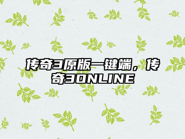 传奇3原版一键端，传奇3ONLINE
