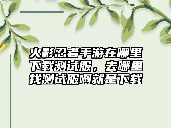 火影忍者手游在哪里下载测试服，去哪里找测试服啊就是下载