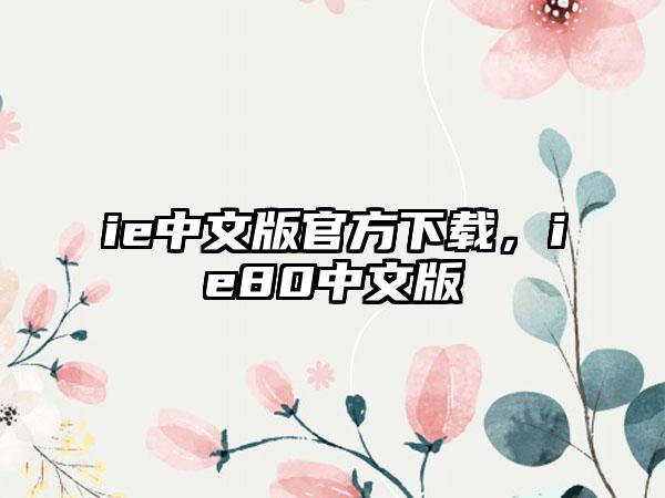 ie中文版官方下载，ie80中文版