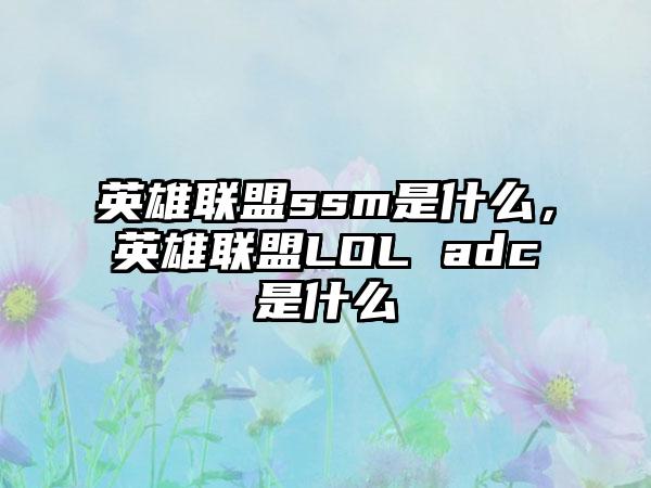 英雄联盟ssm是什么，英雄联盟LOL adc是什么