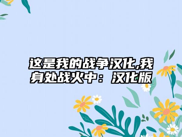 这是我的战争汉化,我身处战火中：汉化版
