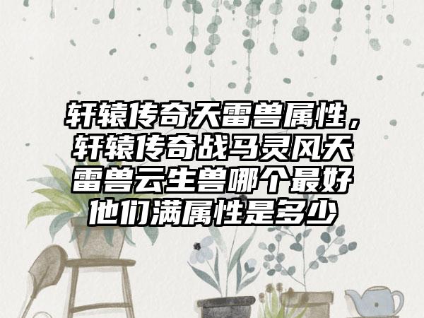 轩辕传奇天雷兽属性，轩辕传奇战马灵风天雷兽云生兽哪个最好他们满属性是多少
