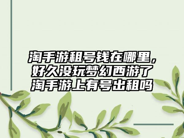 淘手游租号钱在哪里，好久没玩梦幻西游了淘手游上有号出租吗