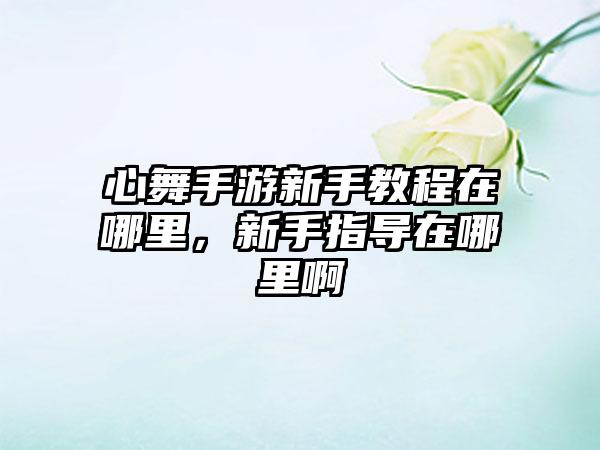 心舞手游新手教程在哪里，新手指导在哪里啊