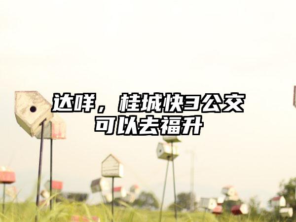 达咩，桂城快3公交可以去福升