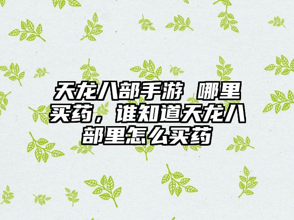 天龙八部手游 哪里买药，谁知道天龙八部里怎么买药