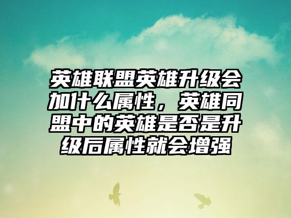 英雄联盟英雄升级会加什么属性，英雄同盟中的英雄是否是升级后属性就会增强