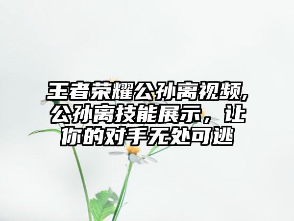 王者荣耀公孙离视频,公孙离技能展示，让你的对手无处可逃