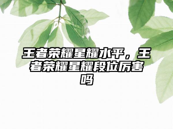 王者荣耀星耀水平，王者荣耀星耀段位厉害吗