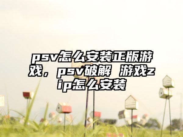 psv怎么安装正版游戏，psv破解 游戏zip怎么安装